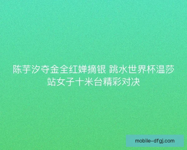 陈芋汐夺金全红婵摘银 跳水世界杯温莎站女子十米台精彩对决
